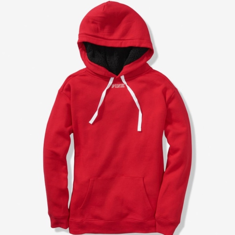 VS PINK SEQUIN BLING SHERPA LINED HOODIE